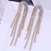 Korean Fashion Metal Flash Diamond Tassel Earrings Wholesale sku image 1
