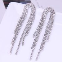Korean Fashion Metal Flash Diamond Tassel Earrings Wholesale sku image 2