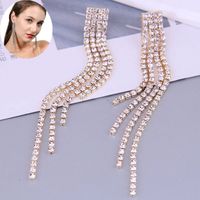 Korean Fashion Metal Flash Diamond Tassel Exaggerated Earrings main image 1