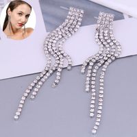 Korean Fashion Metal Flash Diamond Tassel Exaggerated Earrings main image 3