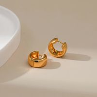 18k Gold Classic Glossy Circle Copper Earrings main image 4