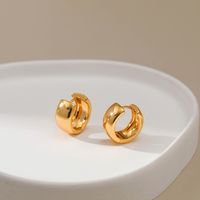 18k Gold Classic Glossy Circle Copper Earrings main image 1