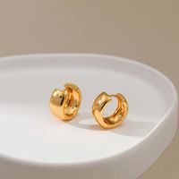 18k Gold Classic Glossy Circle Copper Earrings main image 2