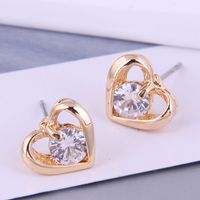 French Fashion Couple Simple Love Zircon Personalized Earrings main image 2