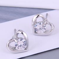 French Fashion Couple Simple Love Zircon Personalized Earrings main image 3