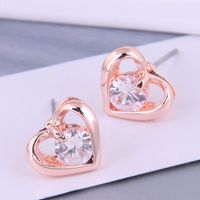 French Fashion Couple Simple Love Zircon Personalized Earrings main image 5