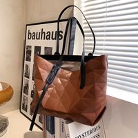 Large Bag Female Autumn And Winter Shoulder Female Bag Solid Color Rhombus Hand Bag main image 5