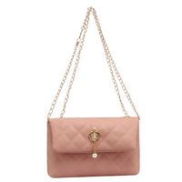 Small Pu Leather Pure Color Pearl Diamond Chain Bag Hander Bag main image 5