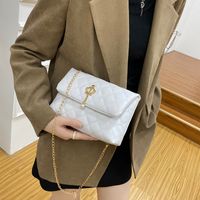 Small Pu Leather Pure Color Pearl Diamond Chain Bag Hander Bag main image 7