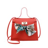 New Solid Color Litchi Pattern Urban Simple Silk Scarf Bow Knot Shoulder Bag main image 2