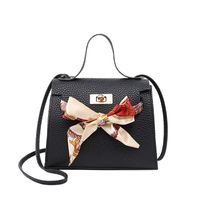 New Solid Color Litchi Pattern Urban Simple Silk Scarf Bow Knot Shoulder Bag main image 6