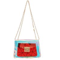 Bolso Cuadrado Pequeño Con Láser Transparente De Moda Bolso De Hombro Con Costura De Color Sólido main image 3