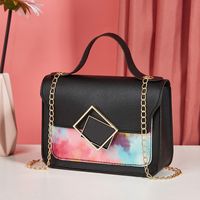 New Fashion Small Square Bag Simple Metal Lock Stitching Contrast Color Popular Shoulder Bag main image 5