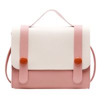 Retro Cambridge Bag Cute Handbag Pure Color Stitching Smiley Face Buckle Messenger Bag Fashion Shoulder Bag main image 6