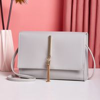 Tassel Bag New Solid Color Cloth Pattern Small Square Bag Urban Simple Metal Cover Type Shoulder Bag main image 3