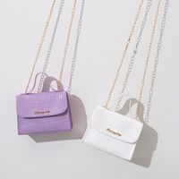 Fashion Handbag Stone Pattern Solid Color Small Square Bag Metal Women's Cute Shoulder Bag main image 5