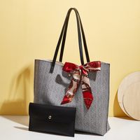 Silk Scarf Big Bag Imitation Woven Pu Bag Solid Color Clutch Bag Fashion Shoulder Bag main image 4