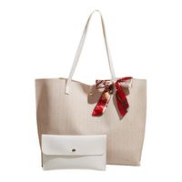 Silk Scarf Big Bag Imitation Woven Pu Bag Solid Color Clutch Bag Fashion Shoulder Bag main image 6