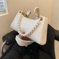 2021 Pearl Fashion Handbags Crocodile Pattern Solid Color Underarm Bag Wholesale main image 1