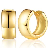 18k Gold Classic Glossy Circle Copper Earrings sku image 1