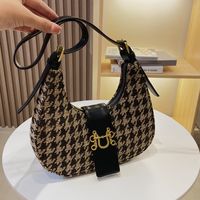 Fashion Houndstooth Crescent Bag Retro Shoulder Bag Handbag Bag sku image 1