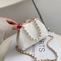 Female Bag 2021 New Trendy Fashion Chain Messenger Bag Pearl Handle Clip Bag sku image 1