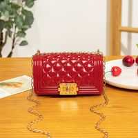 Fashion New Cute Jelly Candy Color Rhombus Square Shoulder Bag sku image 2