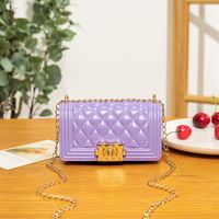 Fashion New Cute Jelly Candy Color Rhombus Square Shoulder Bag sku image 3
