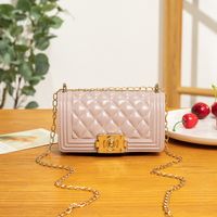 Fashion New Cute Jelly Candy Color Rhombus Square Shoulder Bag sku image 4