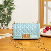 Fashion New Cute Jelly Candy Color Rhombus Square Shoulder Bag sku image 5