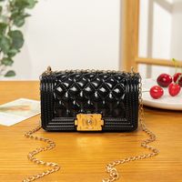 Fashion New Cute Jelly Candy Color Rhombus Square Shoulder Bag sku image 6