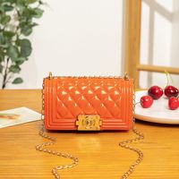 Fashion New Cute Jelly Candy Color Rhombus Square Shoulder Bag sku image 7