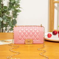 Fashion New Cute Jelly Candy Color Rhombus Square Shoulder Bag sku image 8