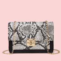 Fashion Korean Wave Women's Bag Trend Snake Pattern Small Square Bag Stitching Metal Shoulder Bag sku image 1