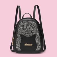 Women's Stitching Solid Color Small Backpack Trend Letter Metal Glitter Checkered Shoulder Bag sku image 6