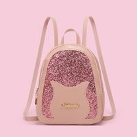 Women's Stitching Solid Color Small Backpack Trend Letter Metal Glitter Checkered Shoulder Bag sku image 7