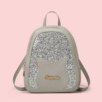 Women's Stitching Solid Color Small Backpack Trend Letter Metal Glitter Checkered Shoulder Bag sku image 8