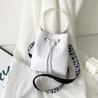 Women's Bucket Bag Fashion Handbag Solid Color Stone Pattern Letter Shoulder Strap Shoulder Bag sku image 1