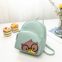 Korean Popular Schoolbags Pure Color Cartoon Cute Spectacle Mouse Urban Simple Backpack sku image 4