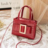 Trend Handbags Solid Color Crocodile Pattern Messenger Bag Metal Decoration Fashion Shoulder Bag sku image 2
