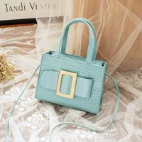 Trend Handbags Solid Color Crocodile Pattern Messenger Bag Metal Decoration Fashion Shoulder Bag sku image 3
