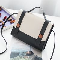 Retro Cambridge Bag Cute Handbag Pure Color Stitching Smiley Face Buckle Messenger Bag Fashion Shoulder Bag sku image 4