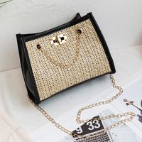 Women's Bags 2021 Fall Straw Woven Bag Pure Color Chain Shoulder Bag sku image 2
