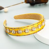 French Retro Diamond-studded Chain Flower Wide-brim Headband main image 3