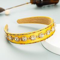 French Retro Diamond-studded Chain Flower Wide-brim Headband main image 4