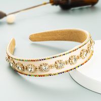 French Retro Diamond-studded Chain Flower Wide-brim Headband main image 5