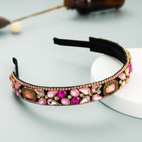 Personality Fine Edge Inlaid Color Rhinestone Flower Baroque Headband main image 3