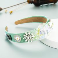 Fashion Personality Baroque Diamond Flower Wide-brimmed Headband main image 6