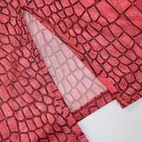 New Crocodile Pattern Long-sleeved Back Hollow Mesh Dress main image 9