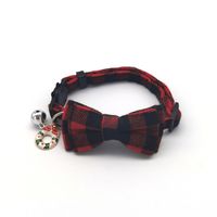 Weihnachten Plaid Haustierhalsband Glocke Bowknot Patch Katzenhalsband Hundehalsband Großhandel main image 5
